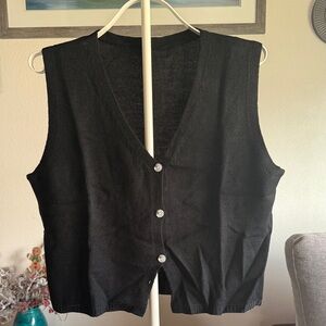 Classic Black Knit Sleeveless Button Vest